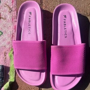 Fabletics Hot Pink Textured Slide Sandals